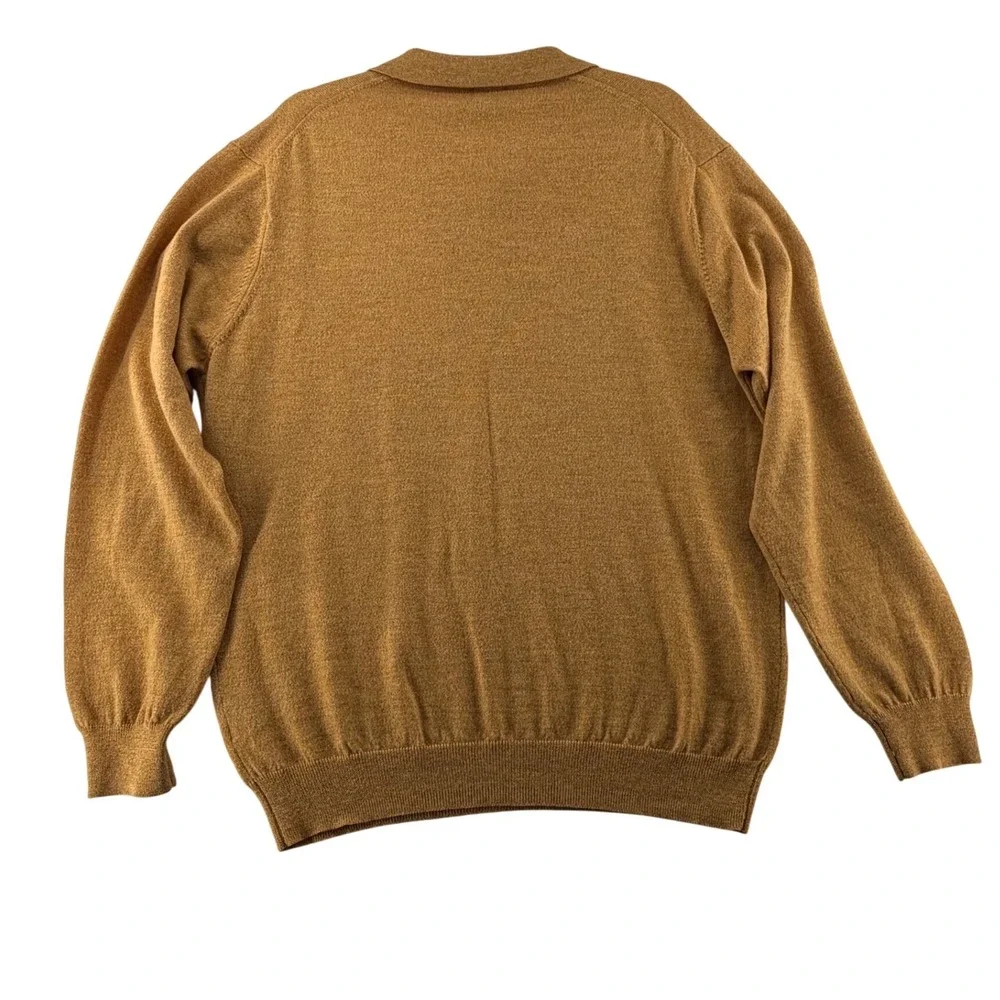 Jos A Bank Signature Polo Sweater Mens X-Large Gold 100% Italian Merino Wool